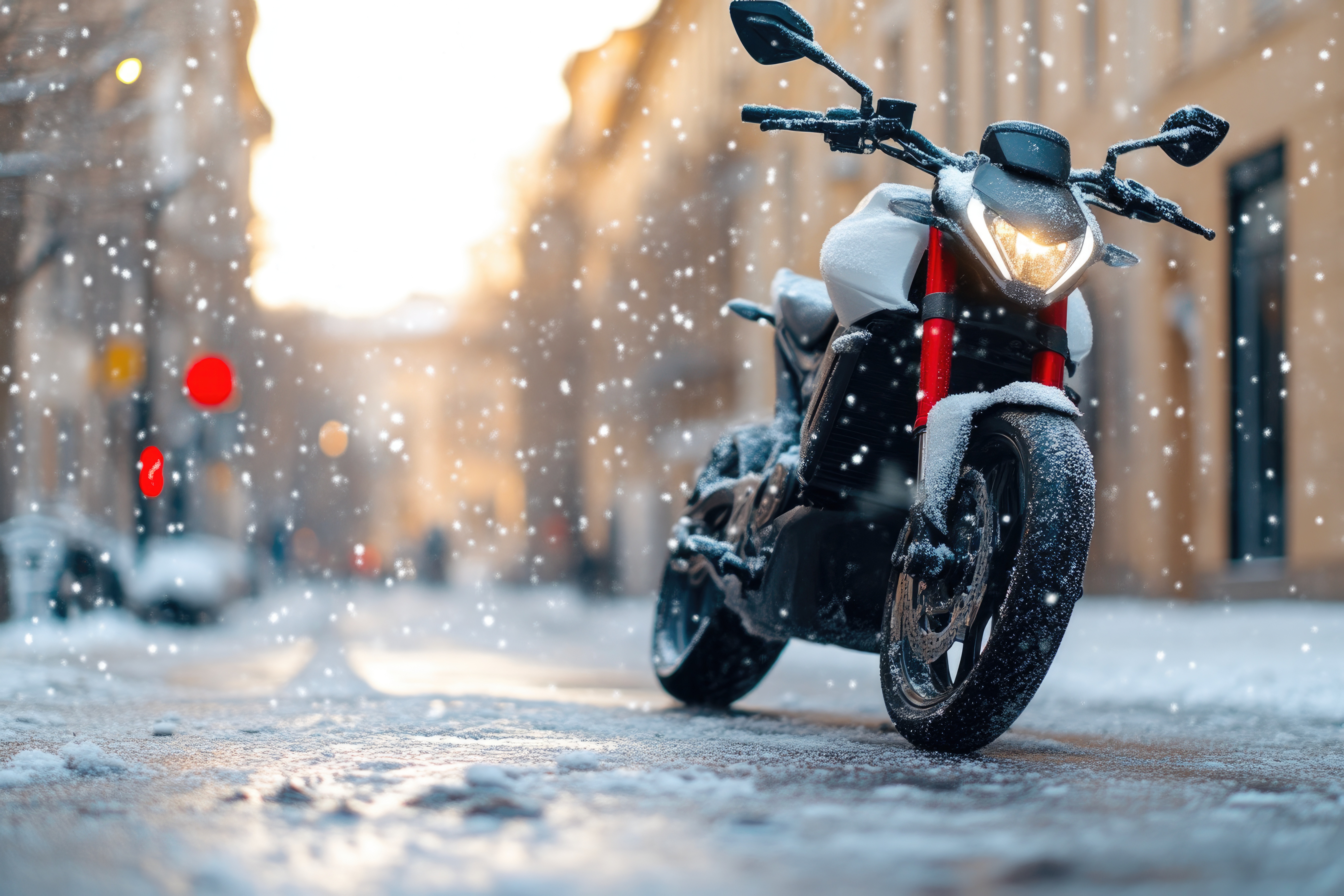 Motorrad im Winter in Berlin lagern